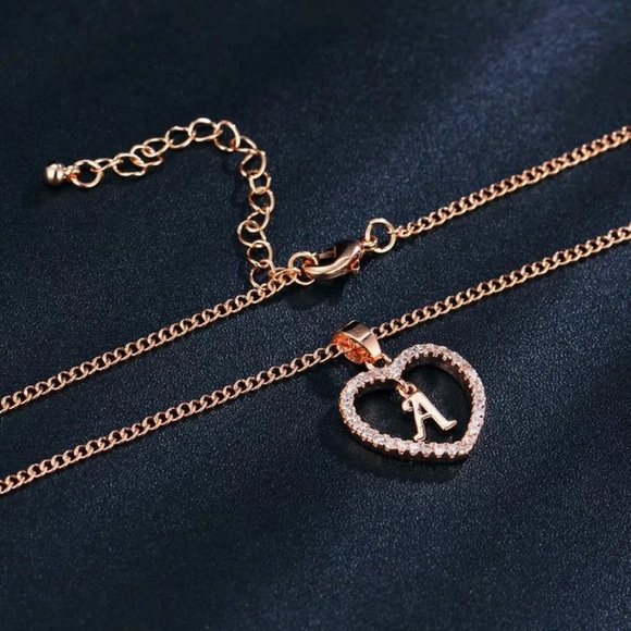 Romantic CZ Love Heart Crystal Pendant Necklace - Picture 2 of 2